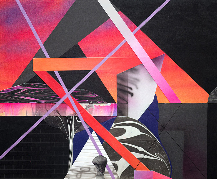 In The DistanceAcrylic, cut paper, and ink on canvas over panel 20 x 24 inches